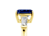 Yellow gold Emerald Cut Cut Diamond Ring with Tapered Baguette Side Stones in Four-Prong Setting_5