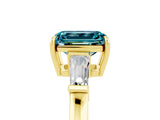 Yellow gold Emerald Cut Cut Diamond Ring with Tapered Baguette Side Stones in Four-Prong Setting_5