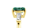 Yellow gold Emerald Cut Cut Diamond Ring with Tapered Baguette Side Stones in Four-Prong Setting_5