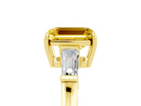 Yellow gold Emerald Cut Cut Diamond Ring with Tapered Baguette Side Stones in Four-Prong Setting_5