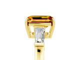 Yellow gold Emerald Cut Cut Diamond Ring with Tapered Baguette Side Stones in Four-Prong Setting_5