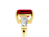 Yellow gold Emerald Cut Cut Diamond Ring with Tapered Baguette Side Stones in Four-Prong Setting_5
