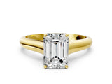 Yellow gold Emerald Cut Cut Diamond Solitaire Engagement Ring with Tapered Plain Band and Four-Prong Setting_15