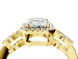 Yellow gold Emerald Cut Cut Halo Diamond Infinity Band with Four-Prong Setting_13