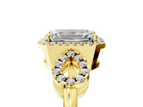 Yellow gold Emerald Cut Cut Halo Diamond Infinity Band with Four-Prong Setting_14