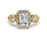 Yellow gold Emerald Cut Cut Halo Diamond Infinity Band with Four-Prong Setting_9