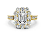 Yellow gold Emerald Cut Cut Halo Diamond Pavé Engagement Ring with Milgrain Detailing_15