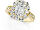 Yellow gold Emerald Cut Cut Halo Diamond Pavé Engagement Ring with Milgrain Detailing_16