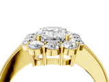 Yellow gold Emerald Cut Cut Halo Diamond Pavé Engagement Ring with Milgrain Detailing_19