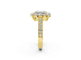 Yellow gold Emerald Cut Cut Halo Diamond Pavé Engagement Ring with Milgrain Detailing_5