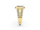 Yellow gold Emerald Cut Cut Halo Split Shank Prong Set Ring_5