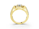 Yellow gold Emerald Cut Cut Halo Split Shank Prong Set Ring_6