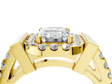 Yellow gold Emerald Cut Cut Halo Split Shank Prong Set Ring_7