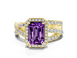 Yellow gold Emerald Cut Cut Halo Split Shank Prong Setting Ring_12