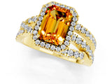 Yellow gold Emerald Cut Cut Halo Split Shank Prong Setting Ring_13