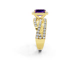 Yellow gold Emerald Cut Cut Halo Split Shank Prong Setting Ring_14