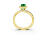 Yellow gold Emerald Cut Cut Halo Split Shank Prong Setting Ring_15