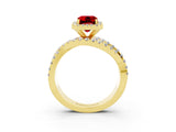 Yellow gold Emerald Cut Cut Halo Split Shank Prong Setting Ring_15