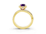 Yellow gold Emerald Cut Cut Halo Split Shank Prong Setting Ring_15