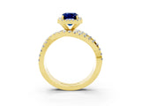 Yellow gold Emerald Cut Cut Halo Split Shank Prong Setting Ring_15