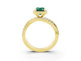 Yellow gold Emerald Cut Cut Halo Split Shank Prong Setting Ring_15