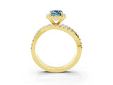 Yellow gold Emerald Cut Cut Halo Split Shank Prong Setting Ring_15