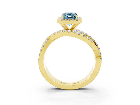 Yellow gold Emerald Cut Cut Halo Split Shank Prong Setting Ring_15
