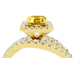 Yellow gold Emerald Cut Cut Halo Split Shank Prong Setting Ring_16