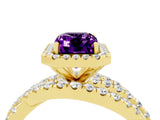 Yellow gold Emerald Cut Cut Halo Split Shank Prong Setting Ring_16