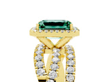 Yellow gold Emerald Cut Cut Halo Split Shank Prong Setting Ring_17