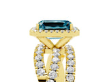 Yellow gold Emerald Cut Cut Halo Split Shank Prong Setting Ring_17