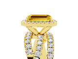 Yellow gold Emerald Cut Cut Halo Split Shank Prong Setting Ring_17