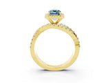 Yellow gold Emerald Cut Cut Halo Split Shank Prong Setting Ring_3