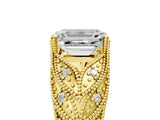 Yellow gold Emerald Cut Cut Milgrain Pave Diamond Engagement Ring with Four-Prong Setting_20