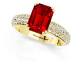 Yellow gold Emerald Cut Cut Pave Diamond Engagement Ring with Channel Set Band and Four-Prong Setting_1