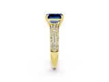 Yellow gold Emerald Cut Cut Pave Diamond Engagement Ring with Channel Set Band and Four-Prong Setting_2