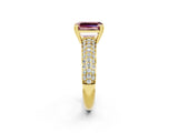 Yellow gold Emerald Cut Cut Pave Diamond Engagement Ring with Channel Set Band and Four-Prong Setting_2