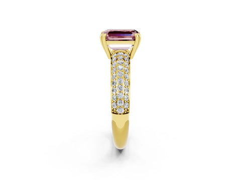 Yellow gold Emerald Cut Cut Pave Diamond Engagement Ring with Channel Set Band and Four-Prong Setting_2