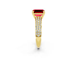Yellow gold Emerald Cut Cut Pave Diamond Engagement Ring with Channel Set Band and Four-Prong Setting_2