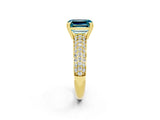 Yellow gold Emerald Cut Cut Pave Diamond Engagement Ring with Channel Set Band and Four-Prong Setting_2
