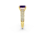 Yellow gold Emerald Cut Cut Pave Diamond Engagement Ring with Channel Set Band and Four-Prong Setting_2