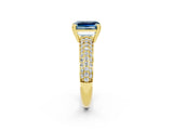 Yellow gold Emerald Cut Cut Pave Diamond Engagement Ring with Channel Set Band and Four-Prong Setting_2
