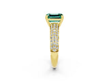 Yellow gold Emerald Cut Cut Pave Diamond Engagement Ring with Channel Set Band and Four-Prong Setting_2