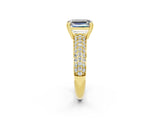 Yellow gold Emerald Cut Cut Pave Diamond Engagement Ring with Channel Set Band and Four-Prong Setting_2