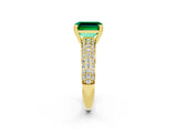 Yellow gold Emerald Cut Cut Pave Diamond Engagement Ring with Channel Set Band and Four-Prong Setting_2