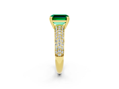 Yellow gold Emerald Cut Cut Pave Diamond Engagement Ring with Channel Set Band and Four-Prong Setting_2