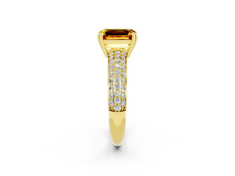 Yellow gold Emerald Cut Cut Pave Diamond Engagement Ring with Channel Set Band and Four-Prong Setting_2
