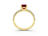 Yellow gold Emerald Cut Cut Pave Diamond Engagement Ring with Channel Set Band and Four-Prong Setting_3