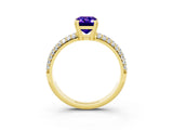 Yellow gold Emerald Cut Cut Pave Diamond Engagement Ring with Channel Set Band and Four-Prong Setting_3
