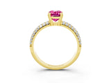 Yellow gold Emerald Cut Cut Pave Diamond Engagement Ring with Channel Set Band and Four-Prong Setting_3